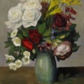 Blumenstillleben mit Pfingstrosen und gelben Lilien (1950)