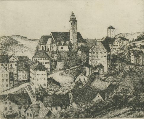 Paul Käberer: Horb a.N. I [mit Stiftskirche und Schurkenturm (1928)]