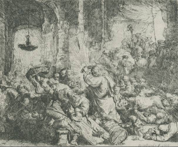 Paul Kälberer - Werkliste Radierungen - [Christus treibt die Händler aus dem Tempel] Kopie nach Rembrandt