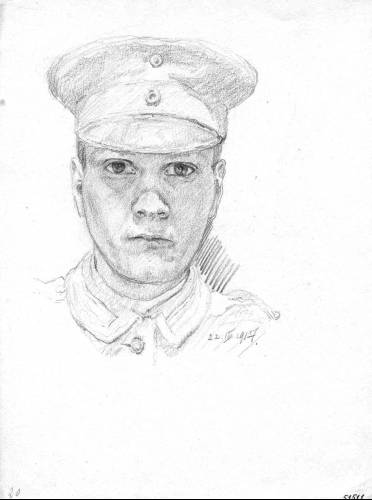 Paul Kälberer - Werkliste Zeichnungen - SELBST IN UNIFORM OSTERN 1917