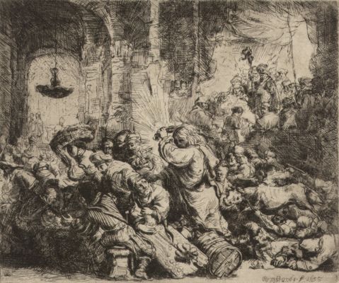 Paul Käberer: [Christus treibt die Händler aus dem Tempel] Kopie nach Rembrandt